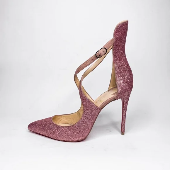 Christian Louboutin Marlenarock Size 36.5 100mm Heels in Glitter Pink. - Picture 2 of 12